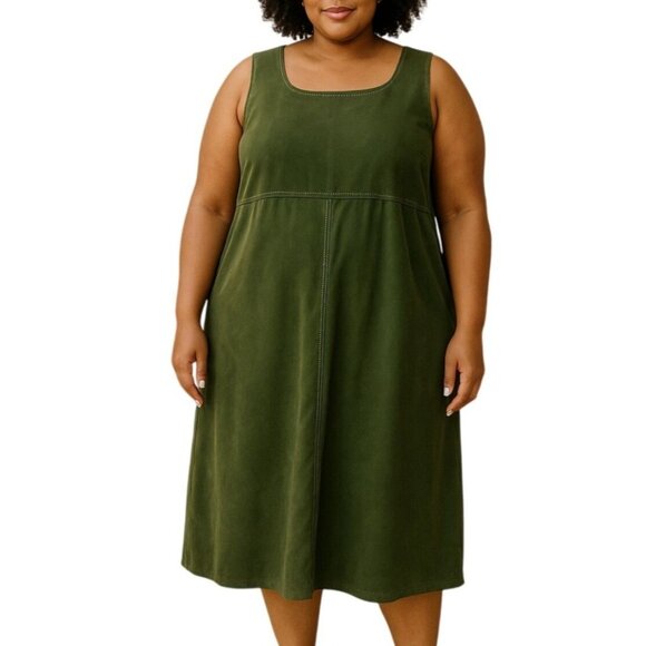 White Stag Dresses & Skirts - White Stag Size XL (16/18) Dress Sleeveless Back Zip & Slit Olive Green